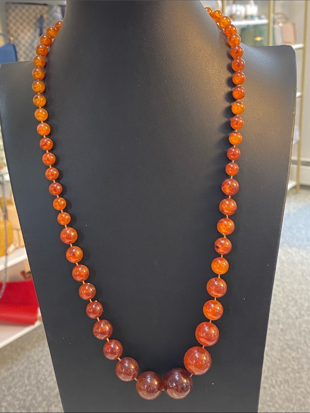 Amber Bead Necklace - Elegant Brown/Amber Strand